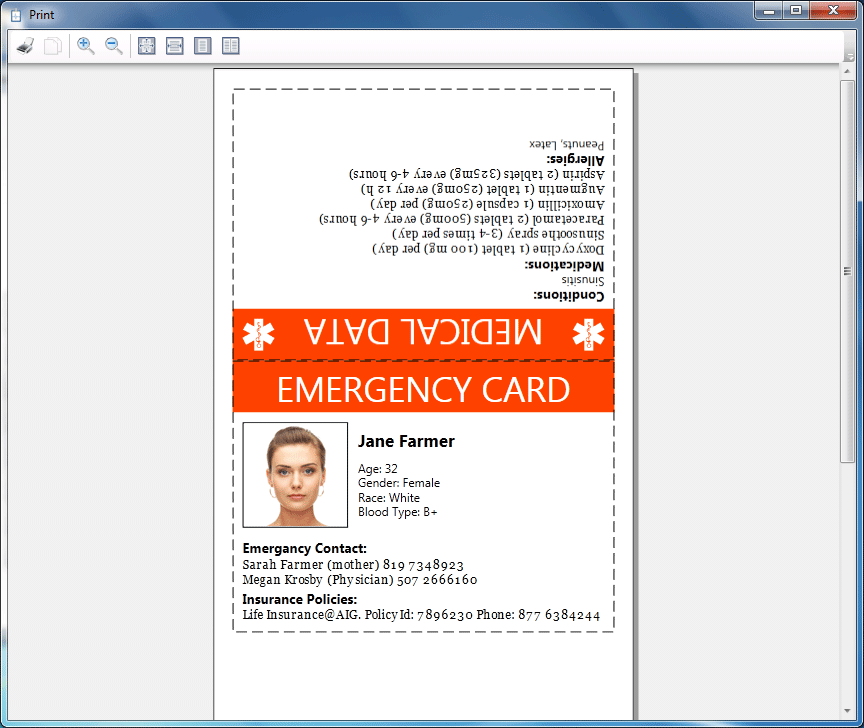 Emergency card