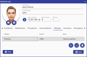 Medical ID card